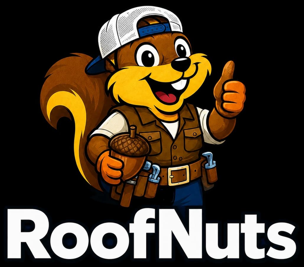 RoofNuts logo: Rufus the squirrel giving a thumbs up
